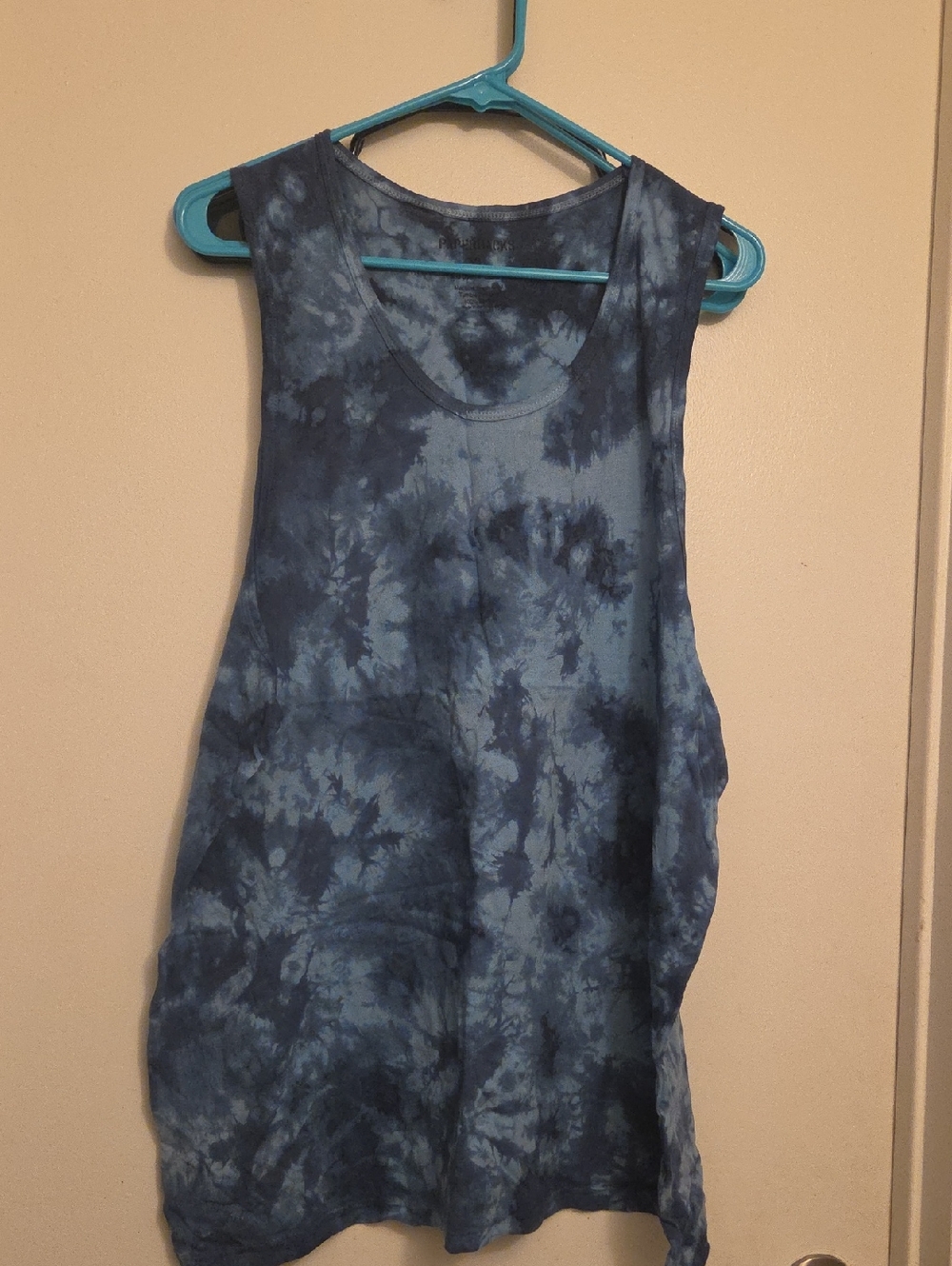 Paperbacks Navy and Light Blue Tie-Dye Scoop Neck Tank
